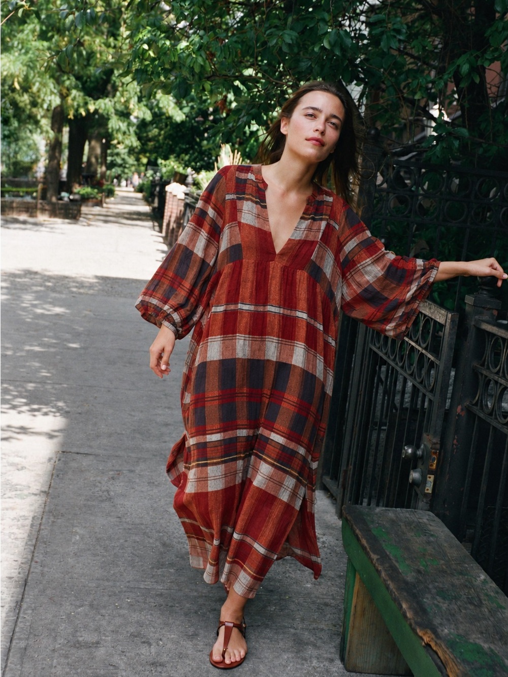 ZARA PLAID MIDI DRESS red fall winter look size S oversized
